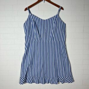 Old Navy Sundress Womens size XL Blue white striped Ruffle trim